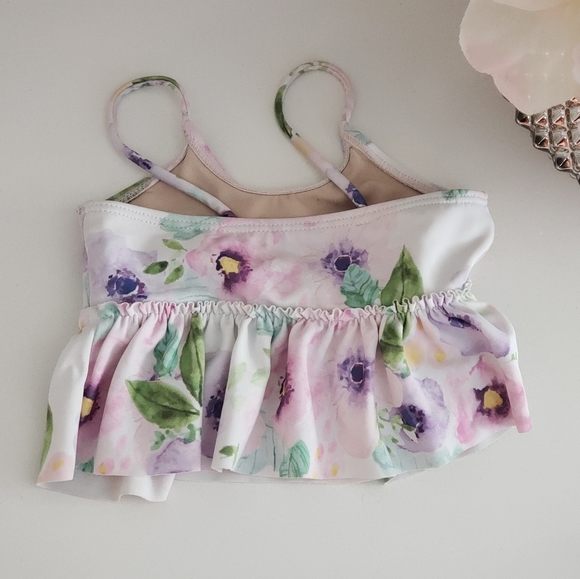Celest Floral Mini Girls Peplum Swim Top - Picture 2 of 6